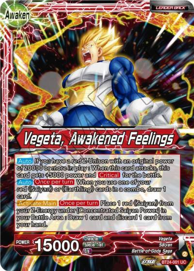 Vegeta Vegeta Awakened Feelings BT24-001 Beyond Generations Dragonball Super card