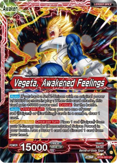 Vegeta Vegeta Awakened Feelings Collector Booster Foil BT24-001 Beyond Generations Dragonball Super card