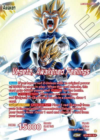 Vegeta Vegeta Awakened Feelings SLR BT24-001 Beyond Generations Dragonball Super card
