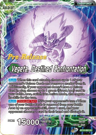 Vegeta Vegeta Destined Confrontation BT15-062 Saiyan Showdown Pre-Release Cards Dragonball Super card