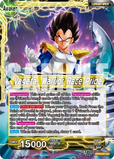 Vegeta Vegeta Warrior Race Pride BT29-057 Fearsome Rivals Dragonball Super card