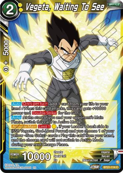 Vegeta Waiting To See Foil BT21-114 Wild Resurgence Dragonball Super card