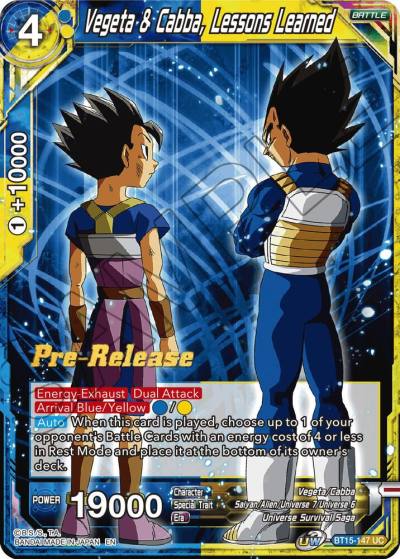 Vegeta and Cabba Lessons Learned BT15-147 Saiyan Showdown Pre-Release Cards Dragonball Super card