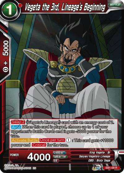 Vegeta the 3rd Lineages Beginning EB1-09 Battle Evolution Booster Dragonball Super card