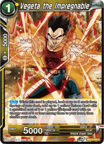 Vegeta the Impregnable BT10-107 Rise of the Unison Warrior Dragonball Super card