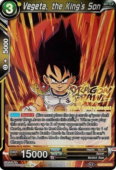 Vegeta the Kings Son Dragon Brawl Draft Tournament Gold Stamped DB1-067 Promotion Cards Dragonball Super card