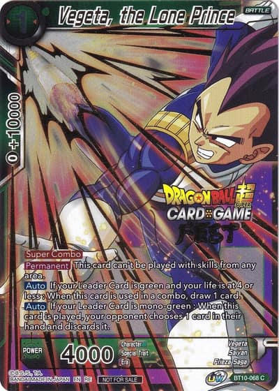Vegeta the Lone Prince Card Game Fest 2022 BT10-068 Tournament Promotion Cards Dragonball Super card