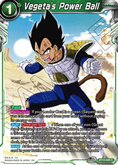 Vegetas Power Ball BT15-090 Saiyan Showdown Dragonball Super card