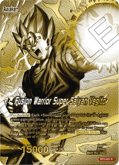 Vegito Fusion Warrior Super Saiyan Vegito Championship 2023 Golden Card Vol3 BT2-001 Tournament Promotion Cards Dragonball Super card