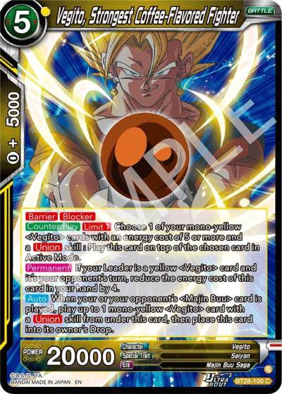 Vegito Strongest Coffee Flavored Fighter BT28-100 Prismatic Clash Dragonball Super card
