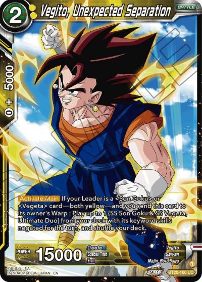 Vegito Unexpected Separation BT20-100 Power Absorbed Dragonball Super card