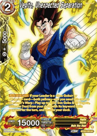 Vegito Unexpected Separation Silver Foil BT20-100 Power Absorbed Dragonball Super card