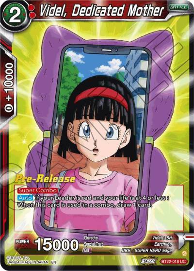 Videl Dedicated Mother BT22-018 Critical Blow Pre-Release Cards Dragonball Super card