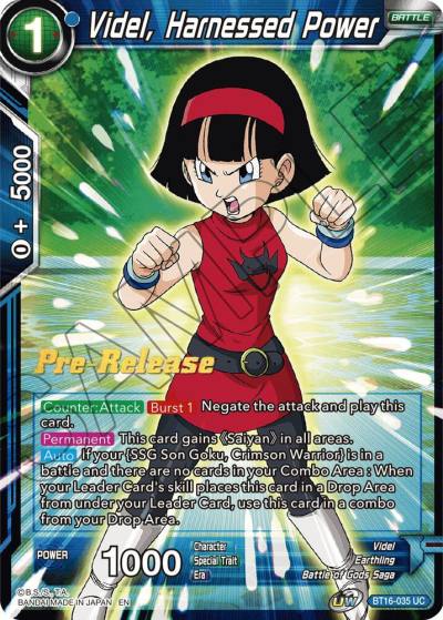 Videl Harnessed Power BT16-035 Realm of the Gods Pre-Release Cards Dragonball Super card