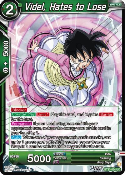 Videl Hates to Lose BT30-054 Three Glorious Fighters Dragonball Super card