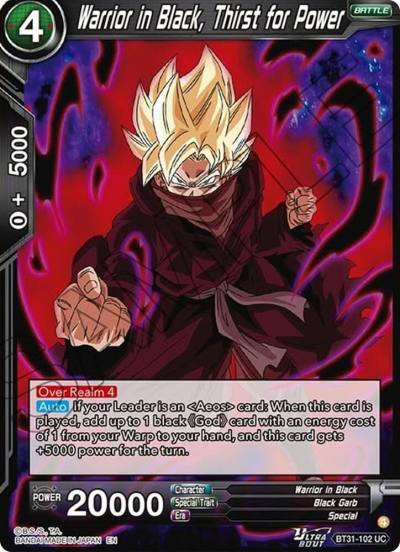 Warrior in Black Thirst for Power BT31-102 Impact Beyond Dimensions Dragonball Super card