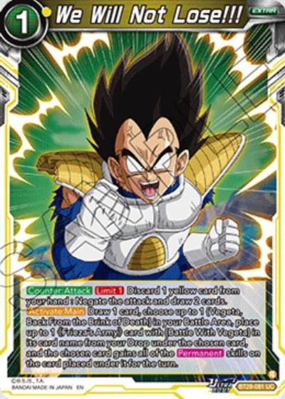 We Will Not Lose BT29-081 Fearsome Rivals Dragonball Super card