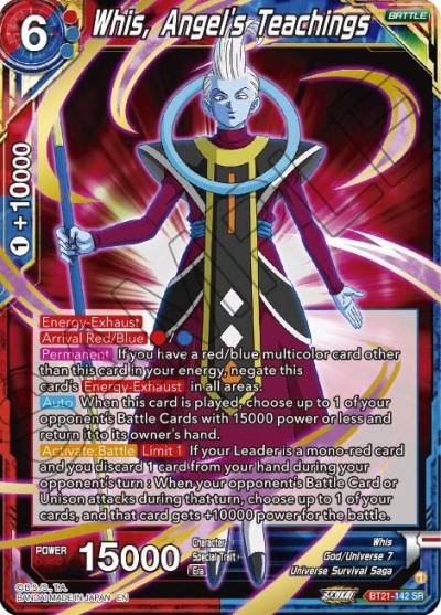 Whis Angels Teachings BT21-142 Wild Resurgence Dragonball Super card