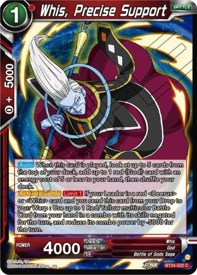 Whis Precise Support Foil BT24-022 Beyond Generations Dragonball Super card