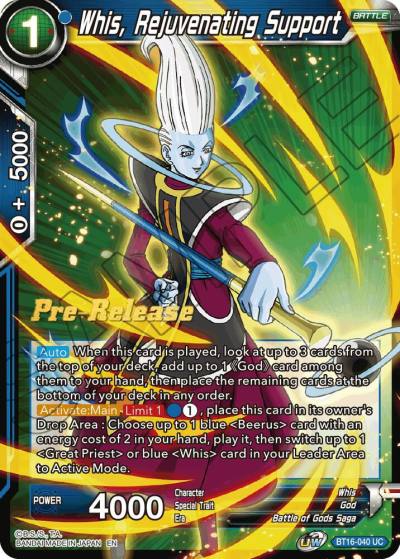 Whis Rejuvenating Support BT16-040 Realm of the Gods Pre-Release Cards Dragonball Super card