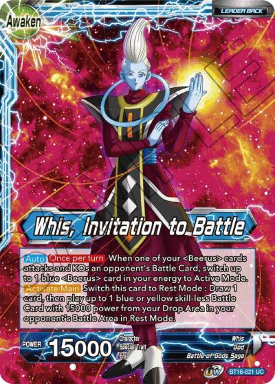 Whis Whis Invitation to Battle BT16-021 Realm of the Gods Dragonball Super card