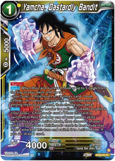 Yamcha Dastardly Bandit SD20-05 Dawn of the Z-Legends Dragonball Super card