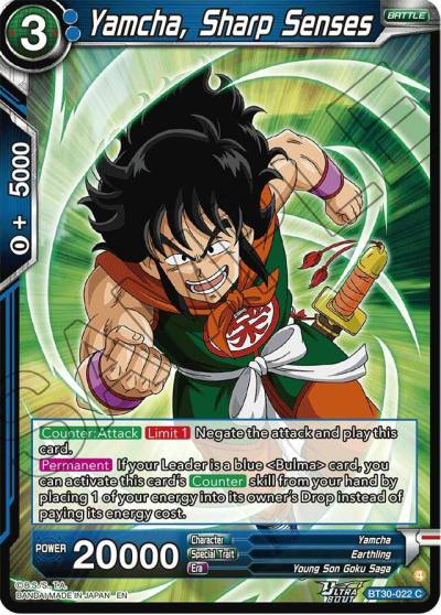 Yamcha Sharp Senses BT30-022 Three Glorious Fighters Dragonball Super card