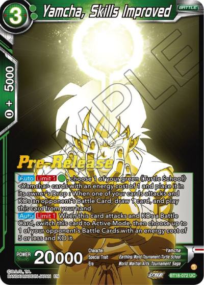 Yamcha Skills Improved BT18-072 Dawn of the Z-Legends Pre-Release Cards Dragonball Super card