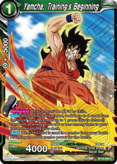 Yamcha Trainings Beginning BT18-068 Dawn of the Z-Legends Dragonball Super card