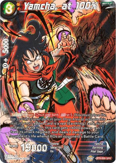 Yamcha at 100pct SPR BT5-009 Miraculous Revival Dragonball Super card