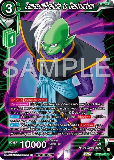 Zamasu Prelude to Destruction Championship 2024 Finals Zenkai Pack BT23-075 Tournament Promotion Cards Dragonball Super card