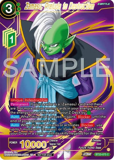Zamasu Prelude to Destruction Championship 2024 Finals Zenkai Pack Gold Stamped BT23-075 Tournament Promotion Cards Dragonball Super card