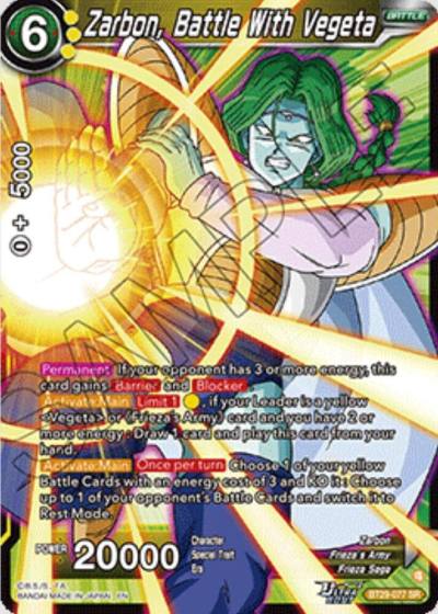 Zarbon Battle With Vegeta BT29-077 Fearsome Rivals Dragonball Super card