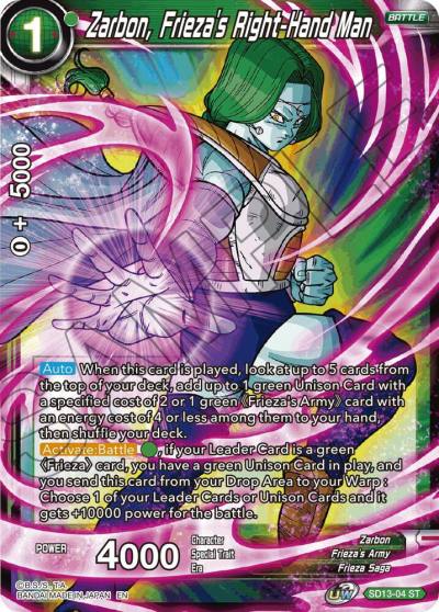 Zarbon Friezas Right Hand Man SD13-04 Rise of the Unison Warrior Dragonball Super card