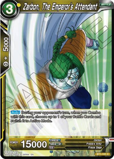 Zarbon The Emperors Attendant Reprint BT1-101 Battle Evolution Booster Dragonball Super card