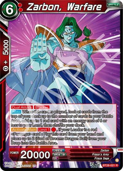 Zarbon Warfare BT28-021 Prismatic Clash Dragonball Super card